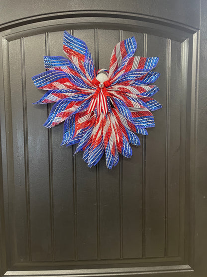 Liberty Patriotic Limited Edition Deco Mesh Angel Tree Topper, America’s 250th Birthday Celebration Front Door Decor, KatsCreationsNMore
