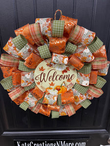 Fall Welcome Ribbon Wreath
