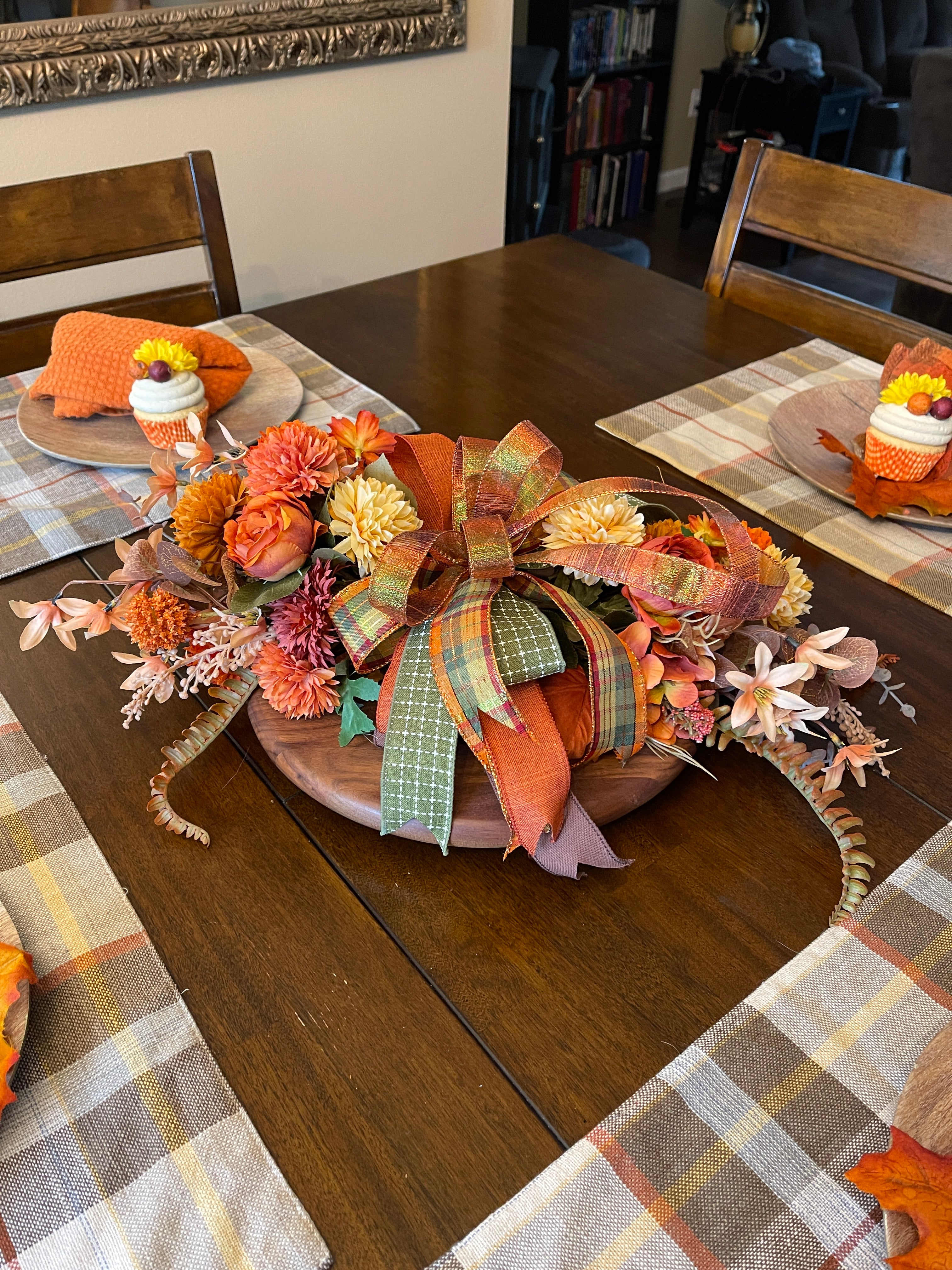 Fall Floral Lantern Swag, Autumn Table Centerpiece, KatsCreationsNMore