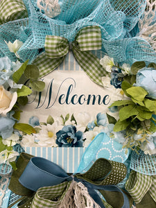 Spring Floral Welcome Wreath, Mothers Day Gift, KatsCreationsNMore