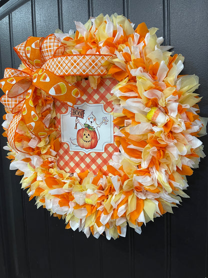 Halloween Boo Ghost Candy Corn Wreath, KatsCreationsNMore