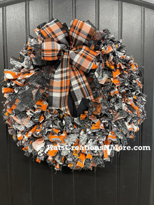 Nightmare Before Christmas Halloween Themed Rag Wreath, KatsCreationsNMore