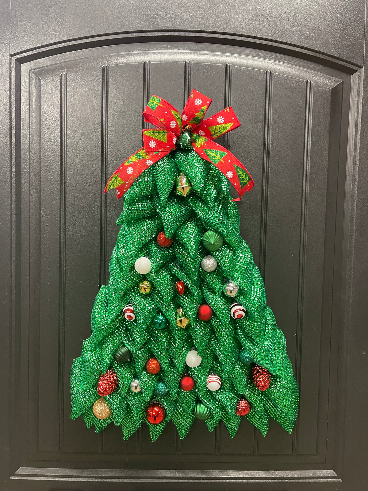 Traditional Christmas Tree Wreath, Holiday Front Door Decor, KatsCreationsNMore