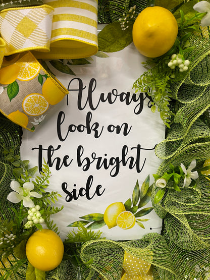 Summer Lemon Deco Mesh Wreath, Lemon Front Door Wreath, Bright Side Wreath, Summer Door Decor, Yellow Lemon Wreath, Always Look On The Bright Side Lemon Deco Mesh Wreath, KatsCreationsNMore