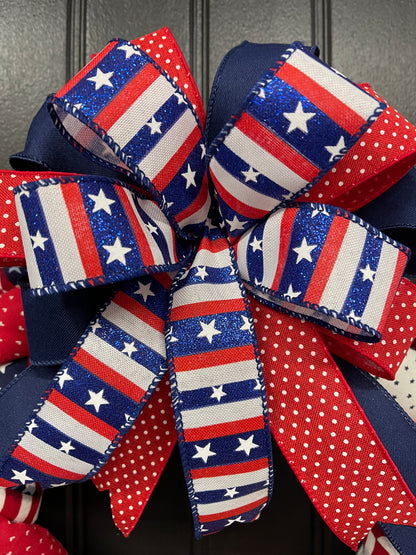 Fabric Braided Patriotic Wreath, Storm Door Home Decor, KatsCreationsNMore
