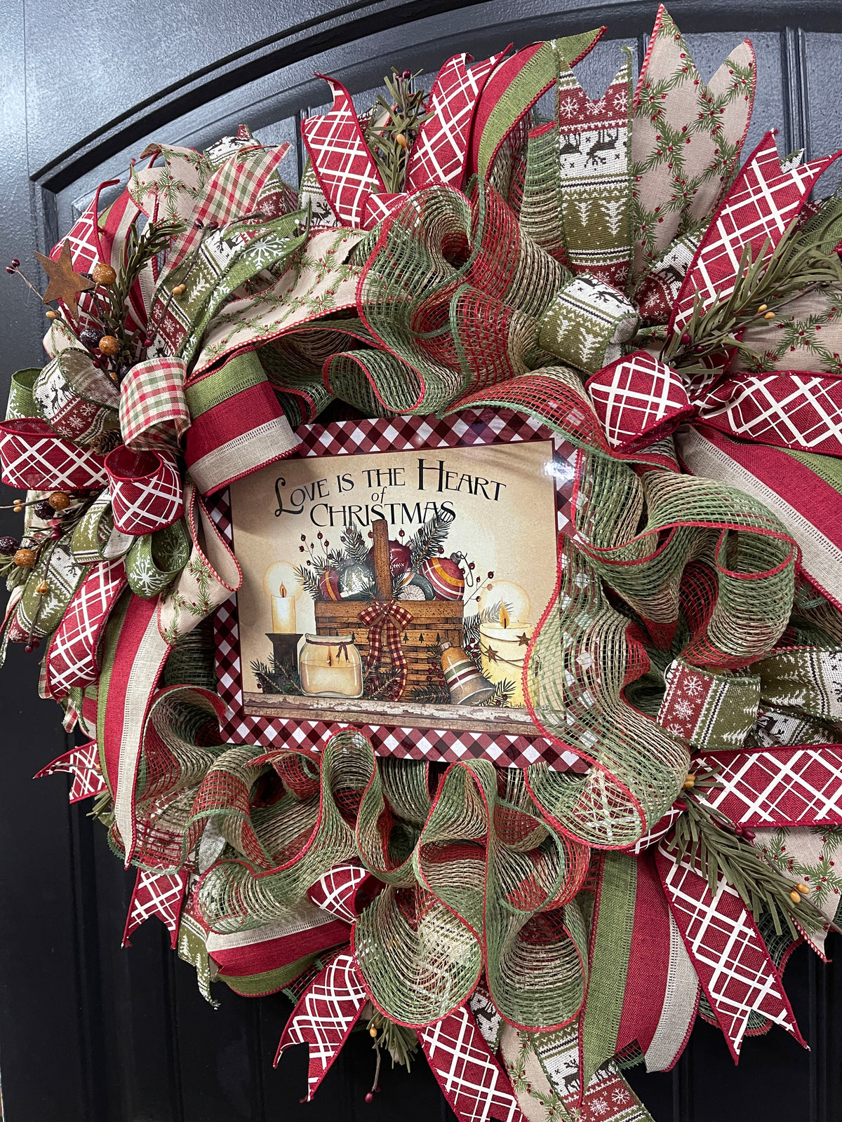 Country Christmas Wreath Love Is The Heart Of Christmas Decor by KatsCreationsNMore