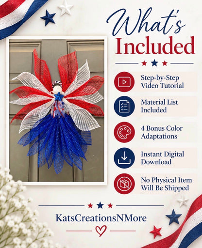 Patriotic Deco Mesh Angel/Tree Topper Video Tutorial - Instant Download!