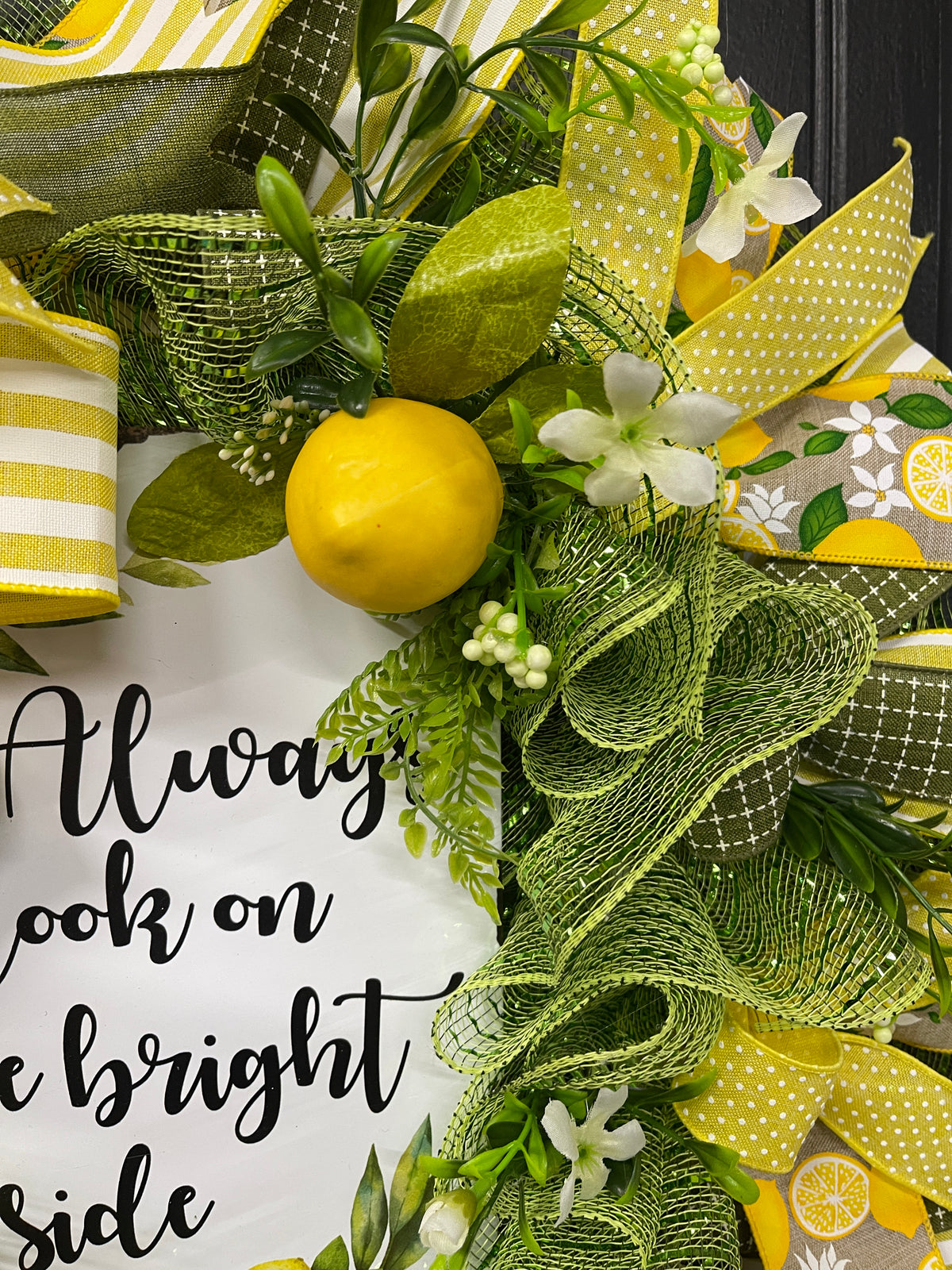 Summer Lemon Deco Mesh Wreath, Lemon Front Door Wreath, Bright Side Wreath, Summer Door Decor, Yellow Lemon Wreath, Always Look On The Bright Side Lemon Deco Mesh Wreath, KatsCreationsNMore