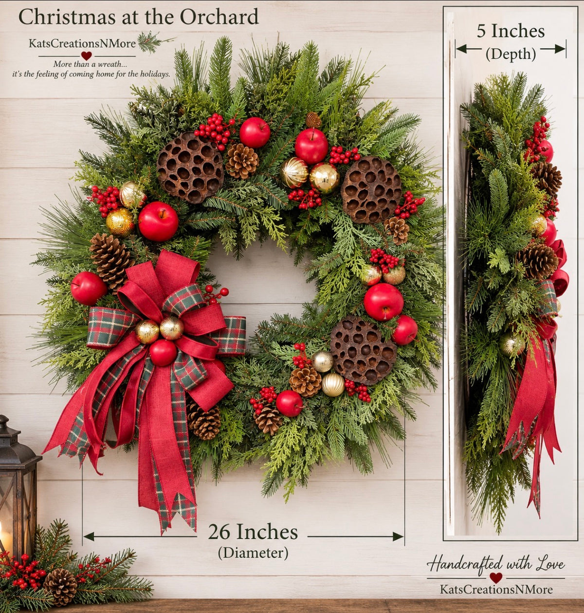 Christmas at the Orchard | 26-Inch Handmade Evergreen Christmas Wreath