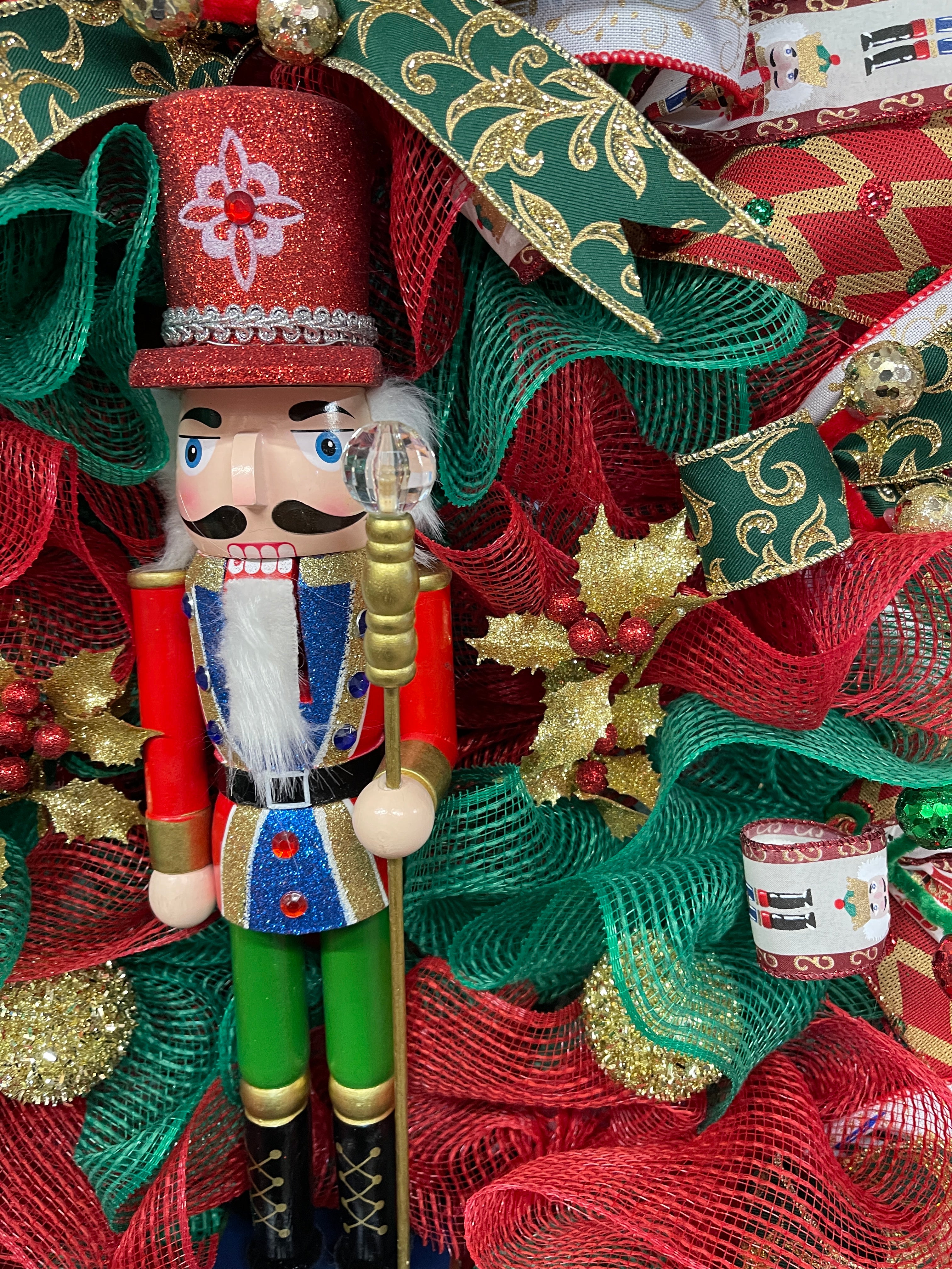 Nutcracker Christmas Wreath, Holiday Front Door Decor, KatsCreationsNMore