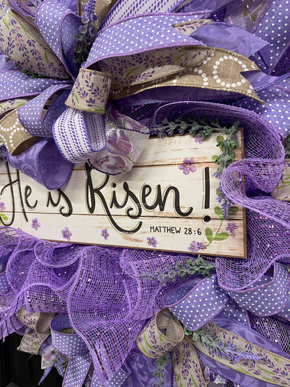 He is Risen Wreath, Religious Spring Front Door Decor, KatsCreationsNMore