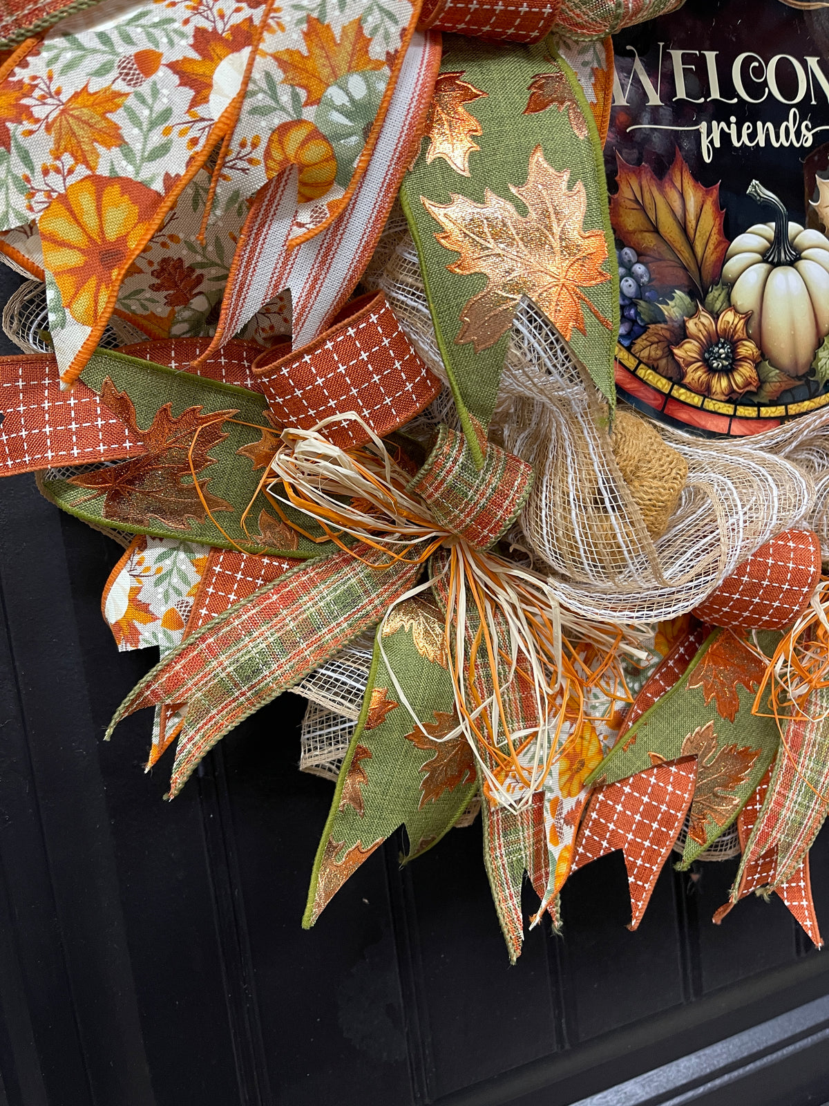 Rustic Welcome Friends Fall Pumpkin Wreath by KatsCreationsNMore