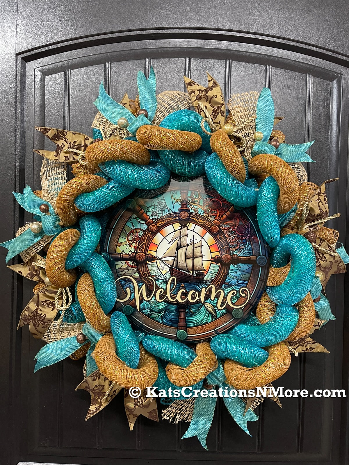 Sailing Ship Nautical Welcome Wreath, Gift for Him, KatsCreationsNMore