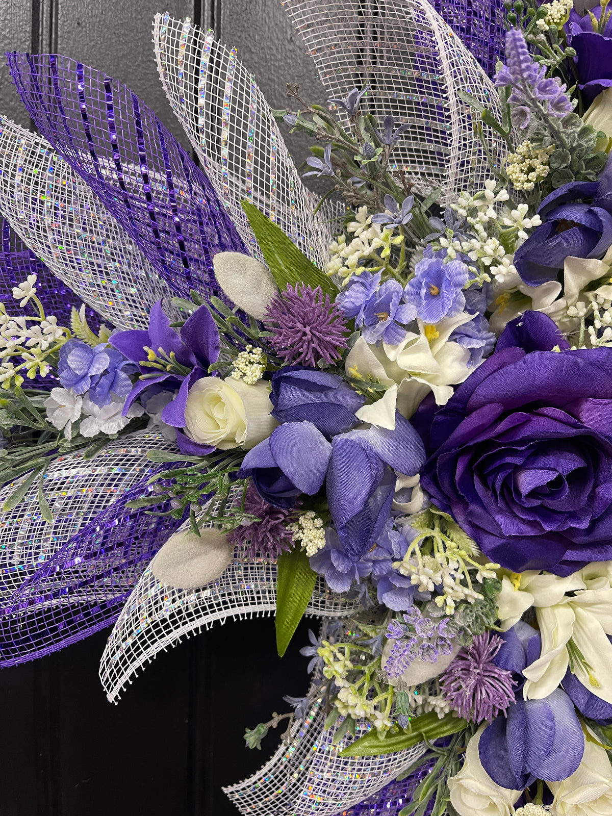 Purple Floral Cross Wreath