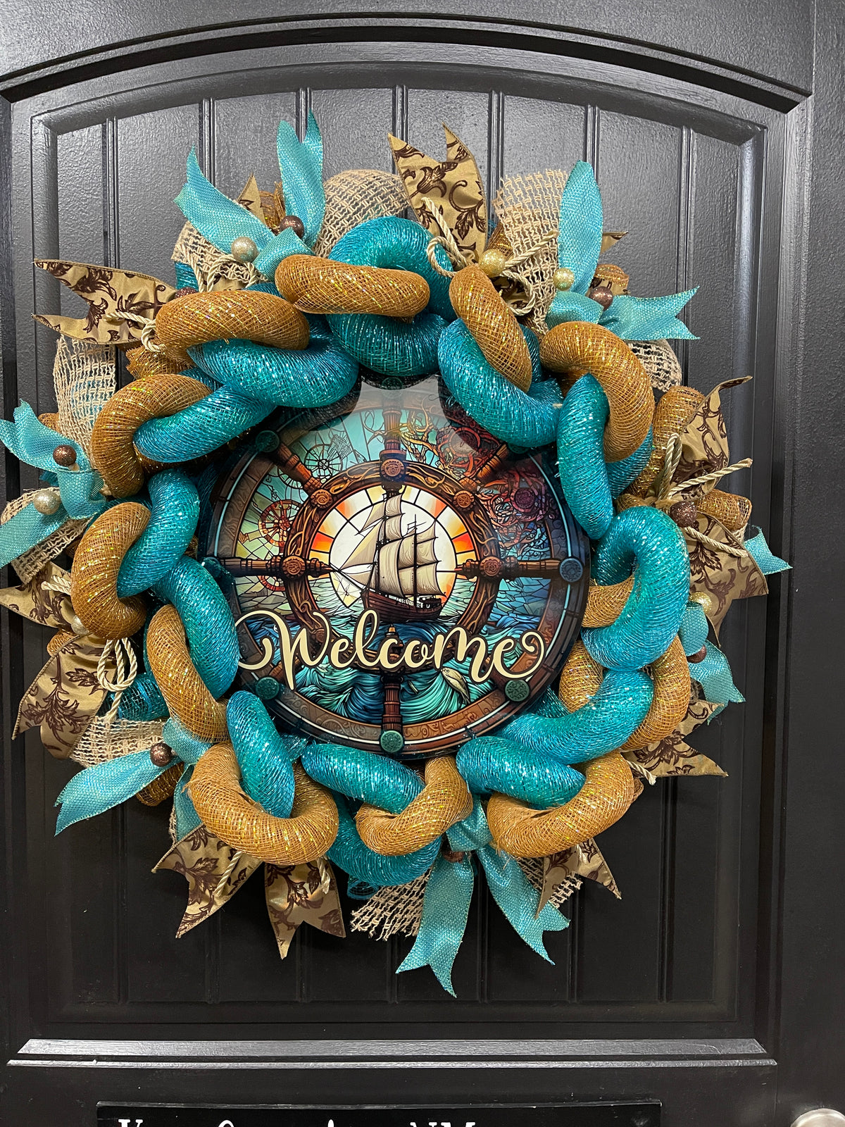 Sailing Ship Nautical Welcome Wreath, Gift for Him, KatsCreationsNMore