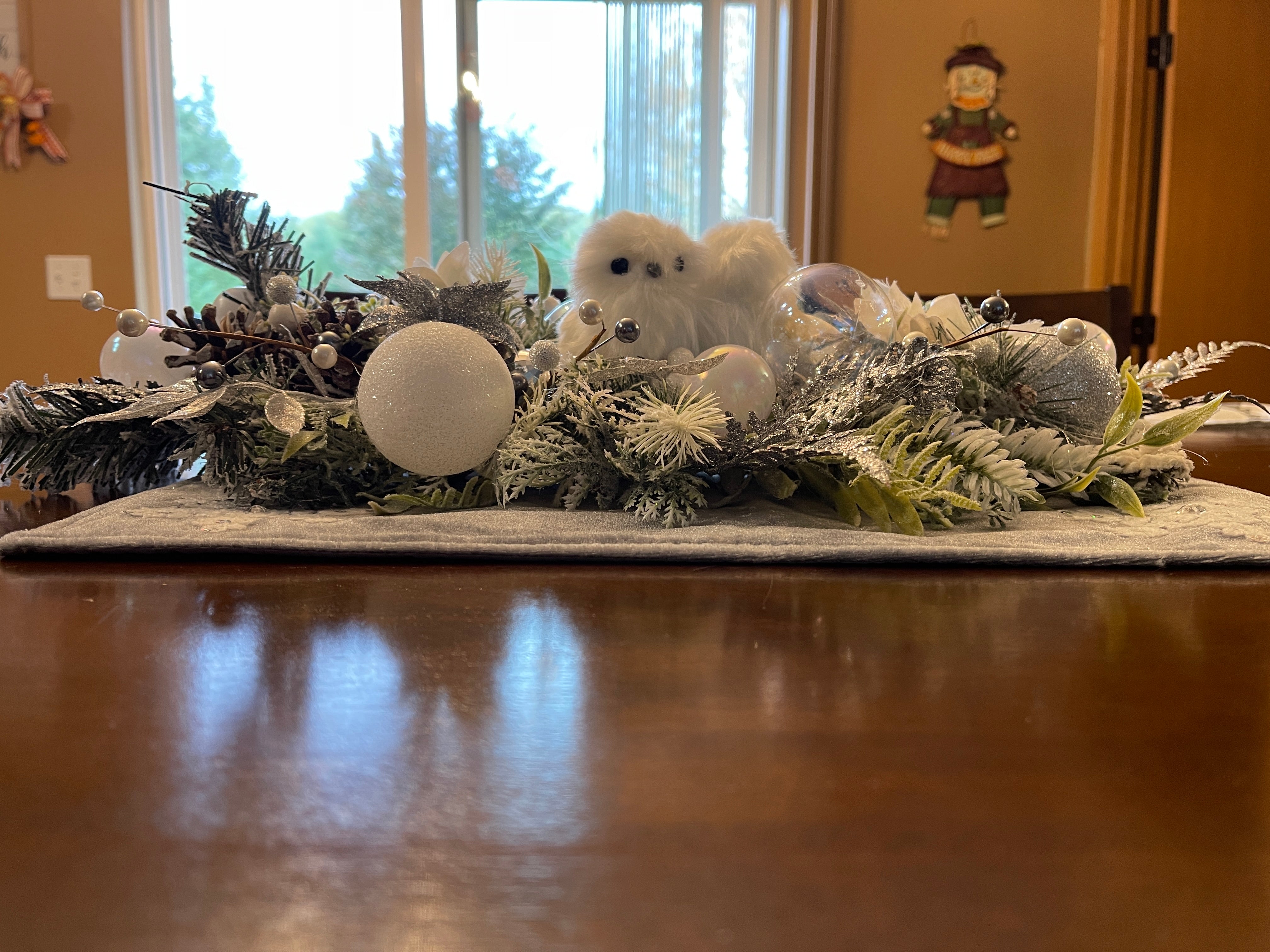 Winter Snow Owl Christmas Centerpiece Tablerunner by KatsCreationsNMore