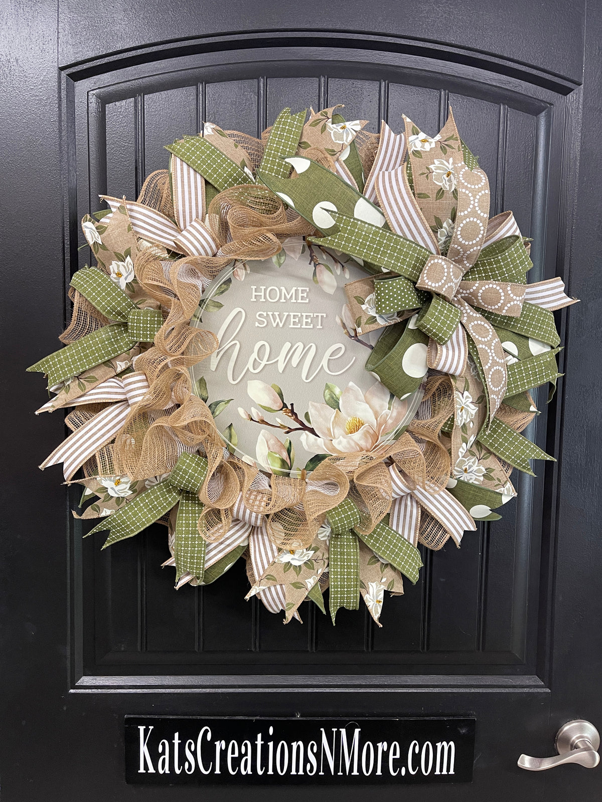 Magnolia Home Sweet Home Everyday Wreath, Southern Charm Front Door Decor, KatsCreationsNMore