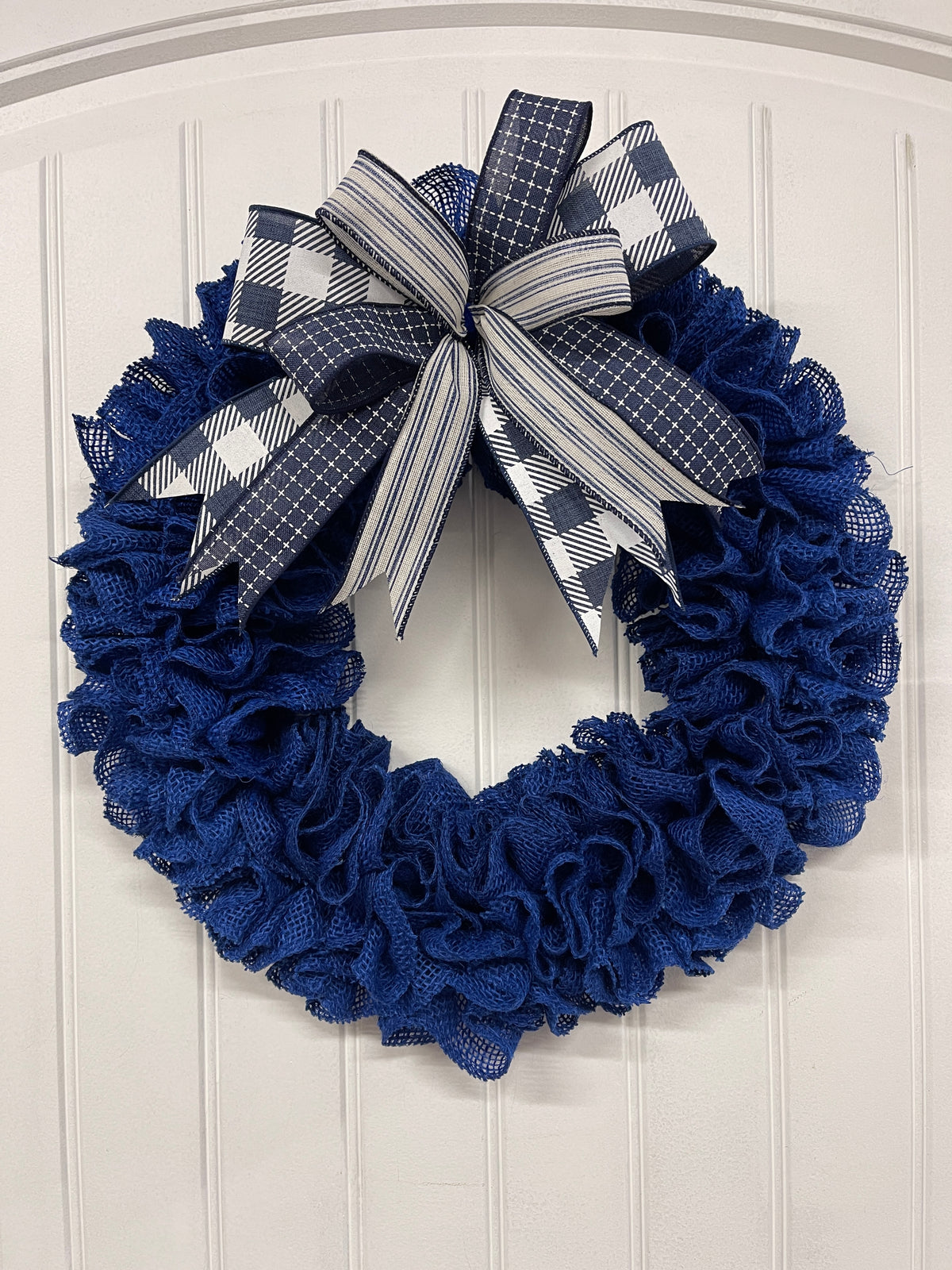 Primitive Country Burlap Wreath, Patriotic Holiday Front Door Decor, Everyday Wreath for Front Door, KatsCreationsNMore