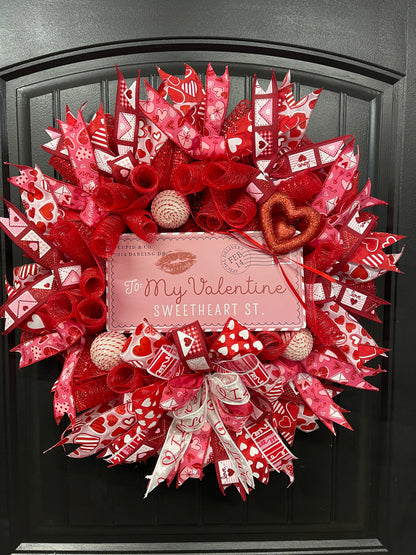 My Valentine Sweetheart St Wreath, Love Letter Front Door Decor, KatsCreationsNMore