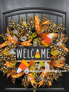 Candy Corn Halloween Welcome Wreath