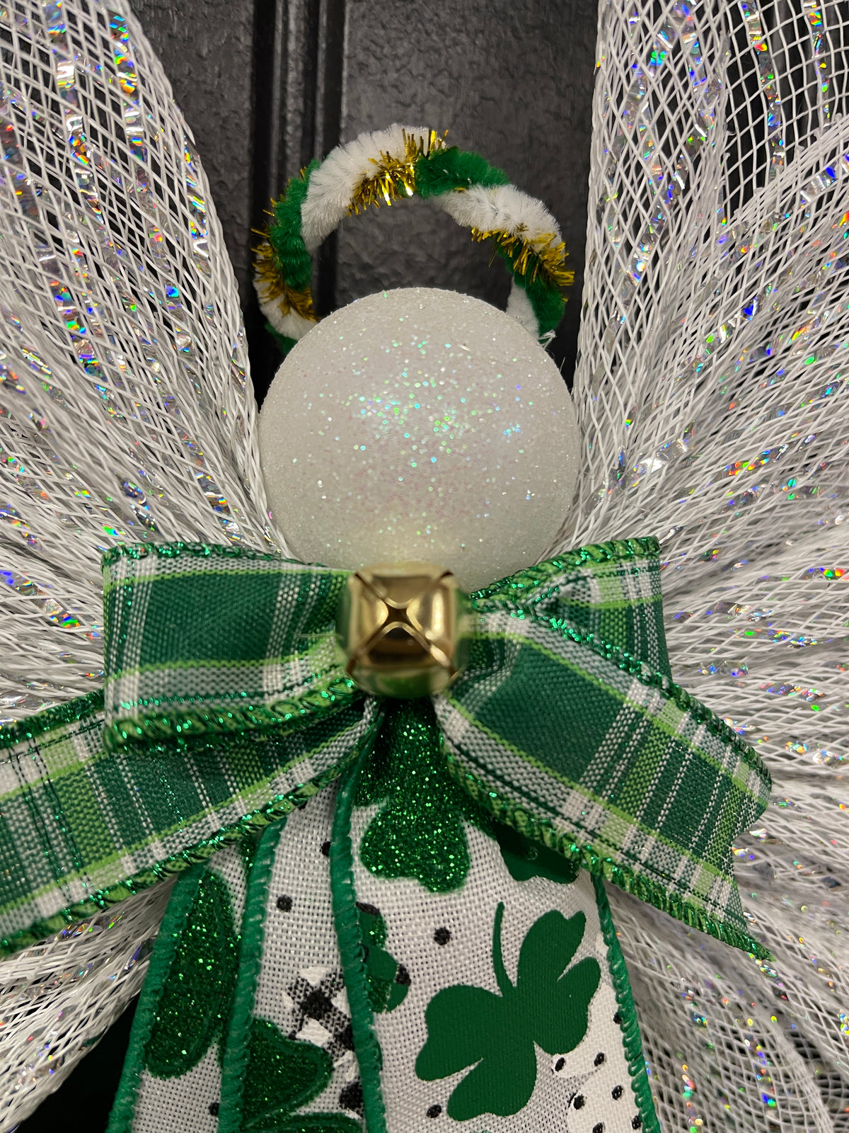 St. Patrick’s Day Angel Tree Topper, Irish Guardian Angel Wall Hanging, Holiday Graveside Memorial, KatsCreationsNMore