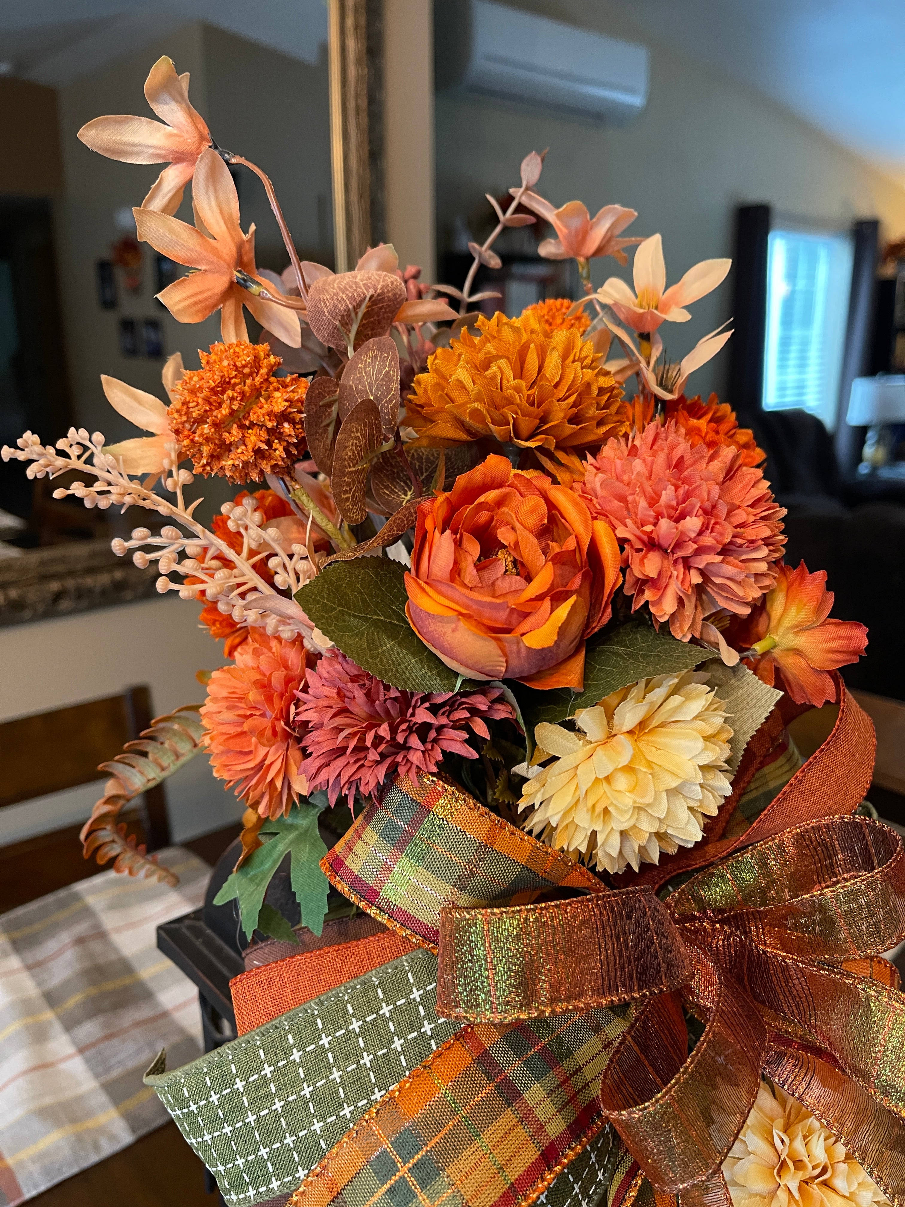 Fall Floral Lantern Swag, Autumn Table Centerpiece, KatsCreationsNMore