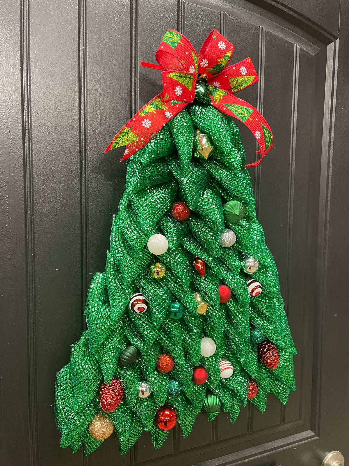 Traditional Christmas Tree Wreath, Holiday Front Door Decor, KatsCreationsNMore