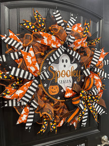 Spooky Season Halloween Ghost Wreath, Seasonal Holiday Front Door, Party Decoration, KatsCreationsNMore