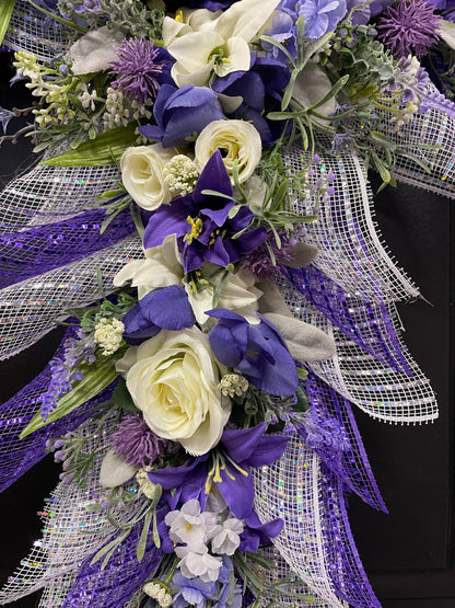 Purple Floral Cross Wreath