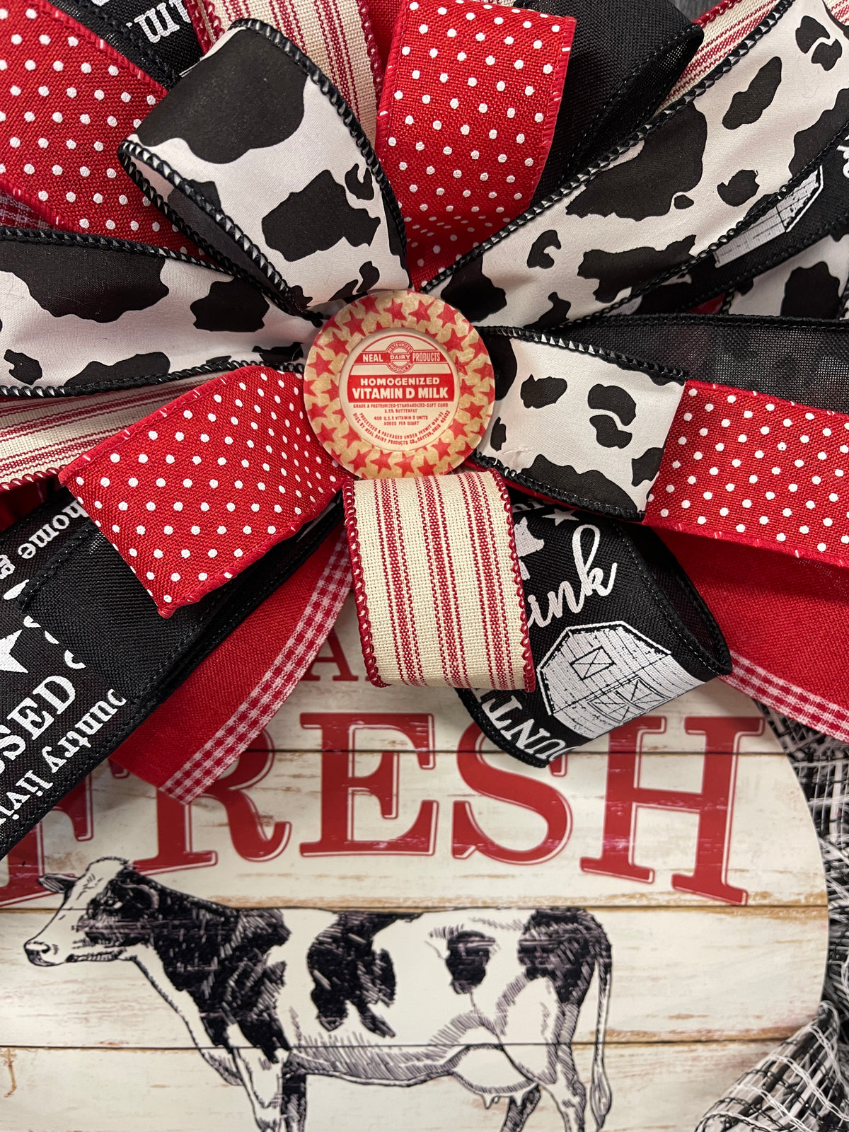 Farm Fresh Milk Cow Wreath, KatsCreationsNMore
