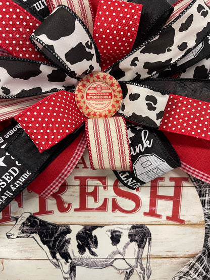 Farm Fresh Milk Cow Wreath, KatsCreationsNMore