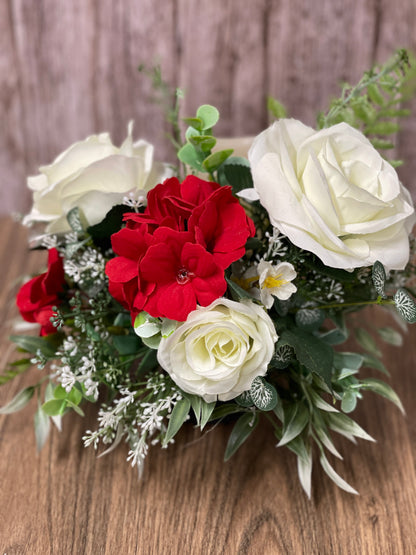 Rose and Geranium Bottle Bouquet, Hostess Gift, Floral Bottle Arrangement, Elegant Candle Holder, KatsCreationsNMore