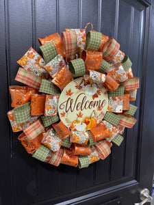 Fall Welcome Ribbon Wreath