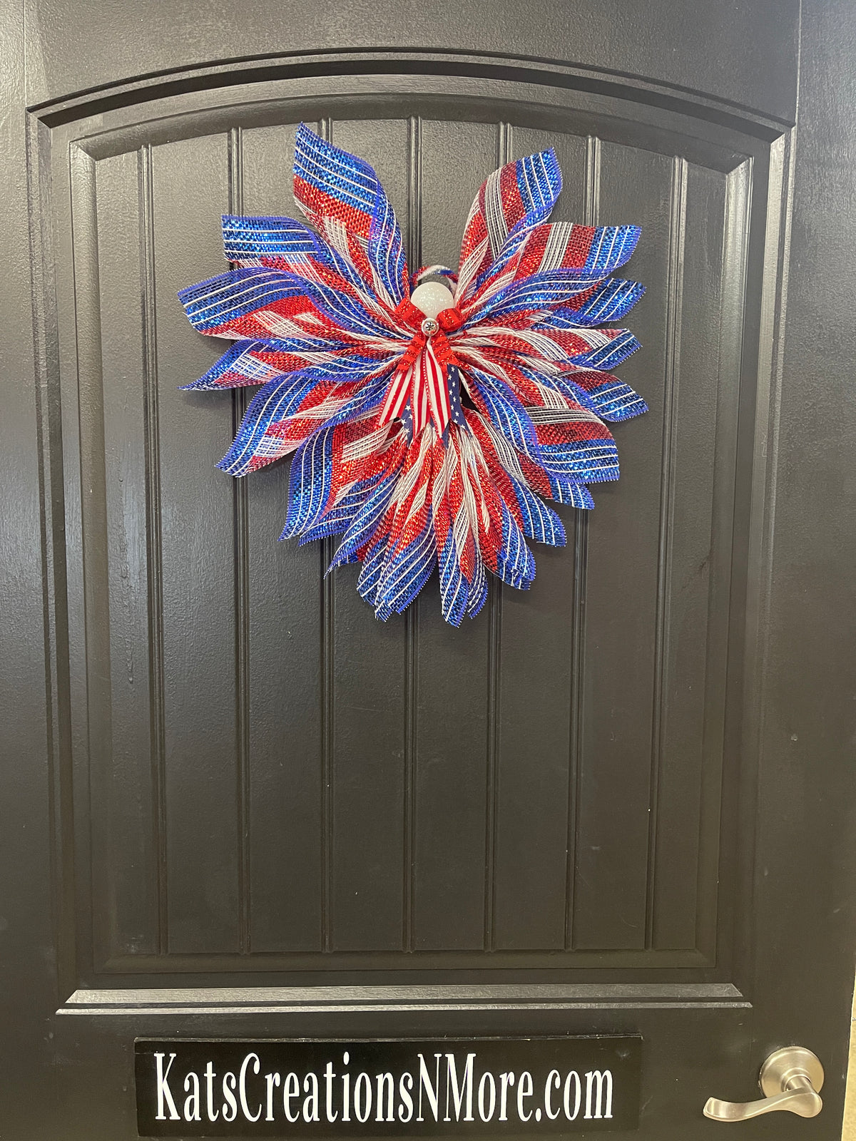 Liberty Patriotic Limited Edition Deco Mesh Angel Tree Topper, America’s 250th Birthday Celebration Front Door Decor, KatsCreationsNMore