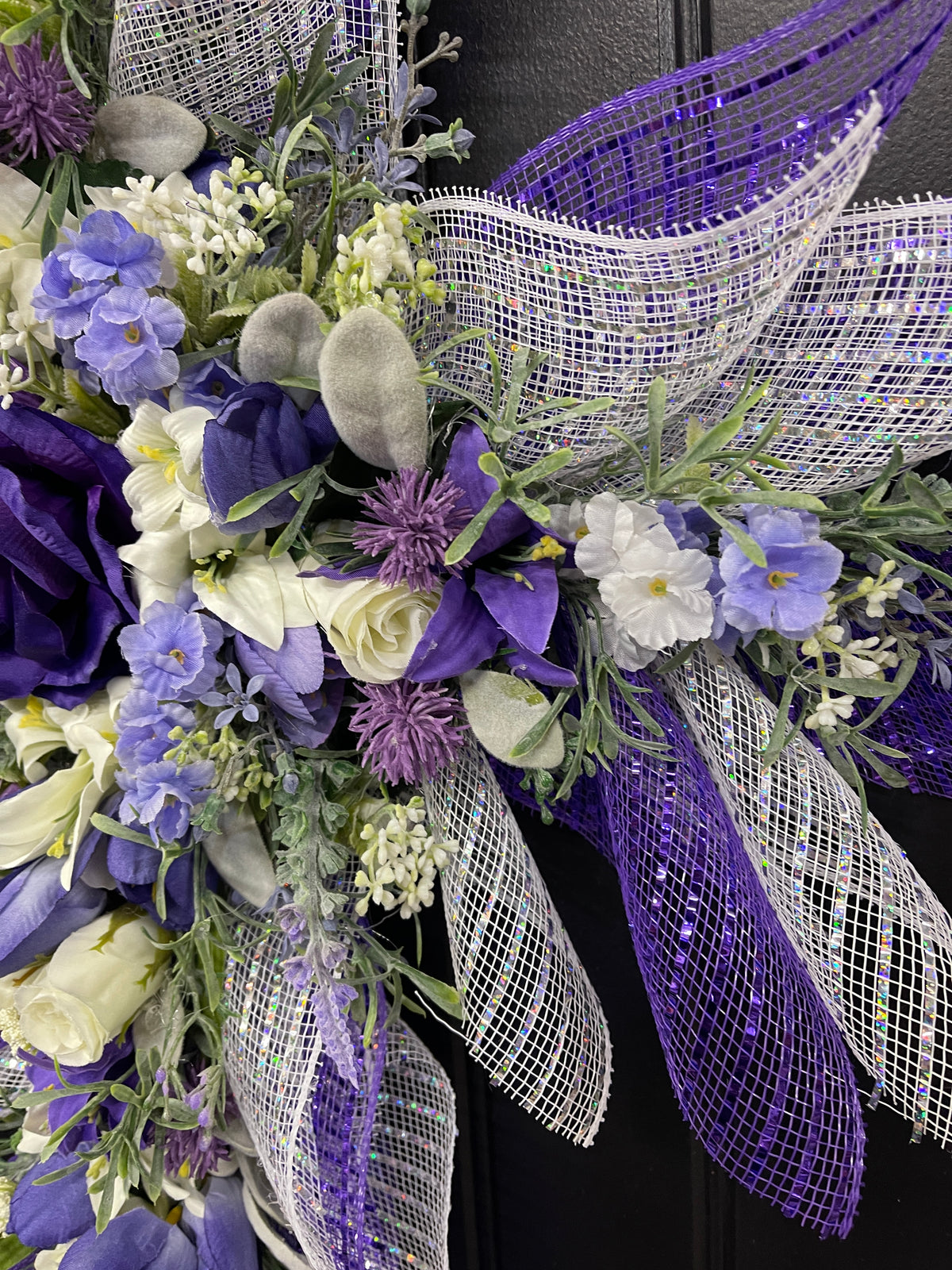 Purple Floral Cross Wreath