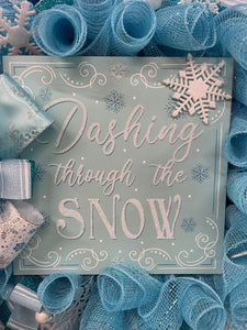 Dashing Through The Snow Christmas Wreath, Seasonal Holiday Winter Front Door Decor, KatsCreationsNMore