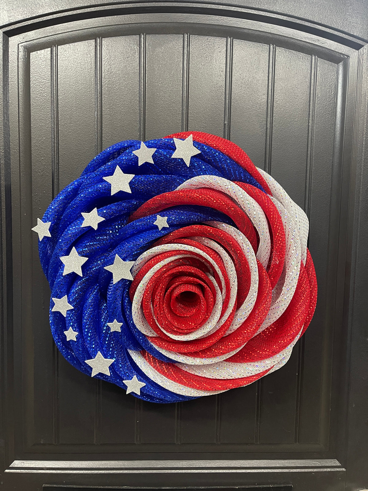 Patriotic Rose Wreath, Deco Mesh Floral Front Door Decor, KatsCreationsNMore