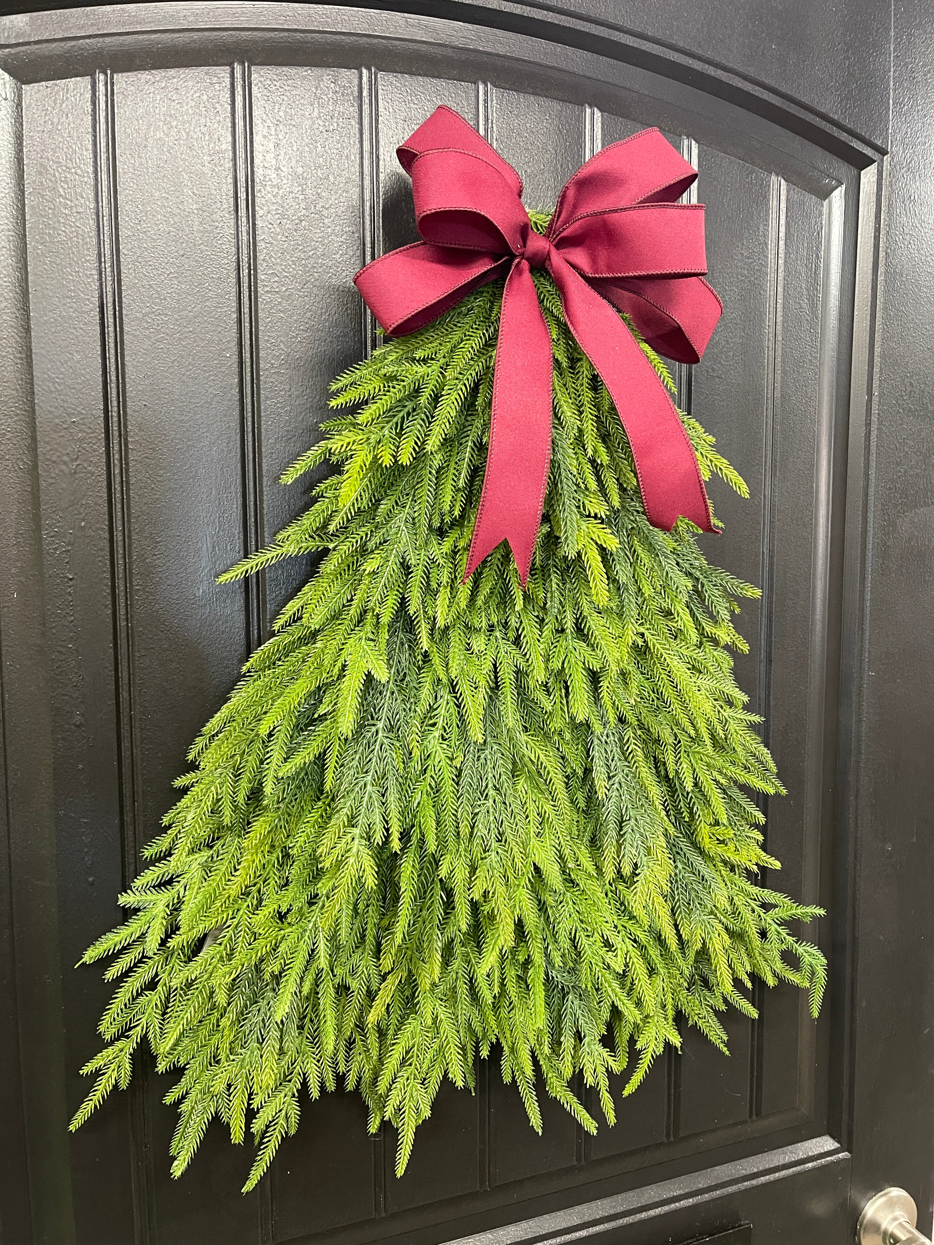 Norfolk Artificial Pine Tree Christmas Wreath, Winter Real Touch Front Door Decor, KatsCreationsNMore