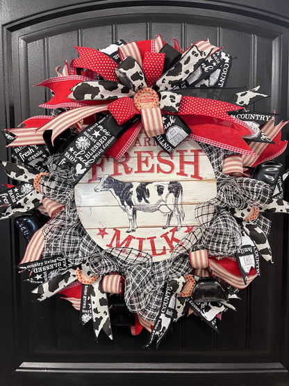 Farm Fresh Milk Cow Wreath, KatsCreationsNMore