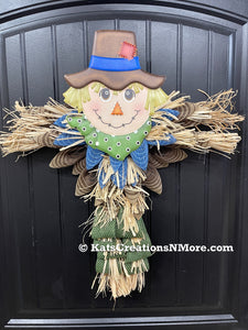 Rustic Fall Scarecrow Door Hanger Wreath by KatsCreationsNMore