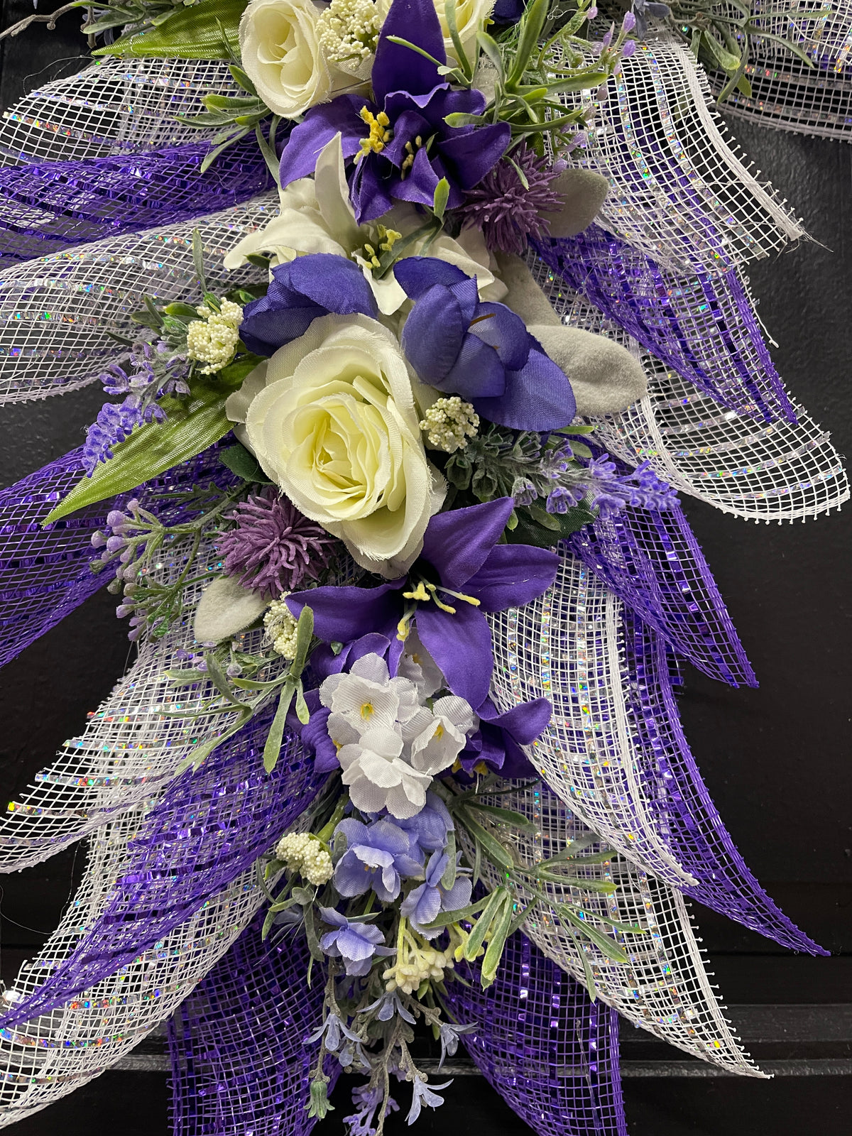 Purple Floral Cross Wreath