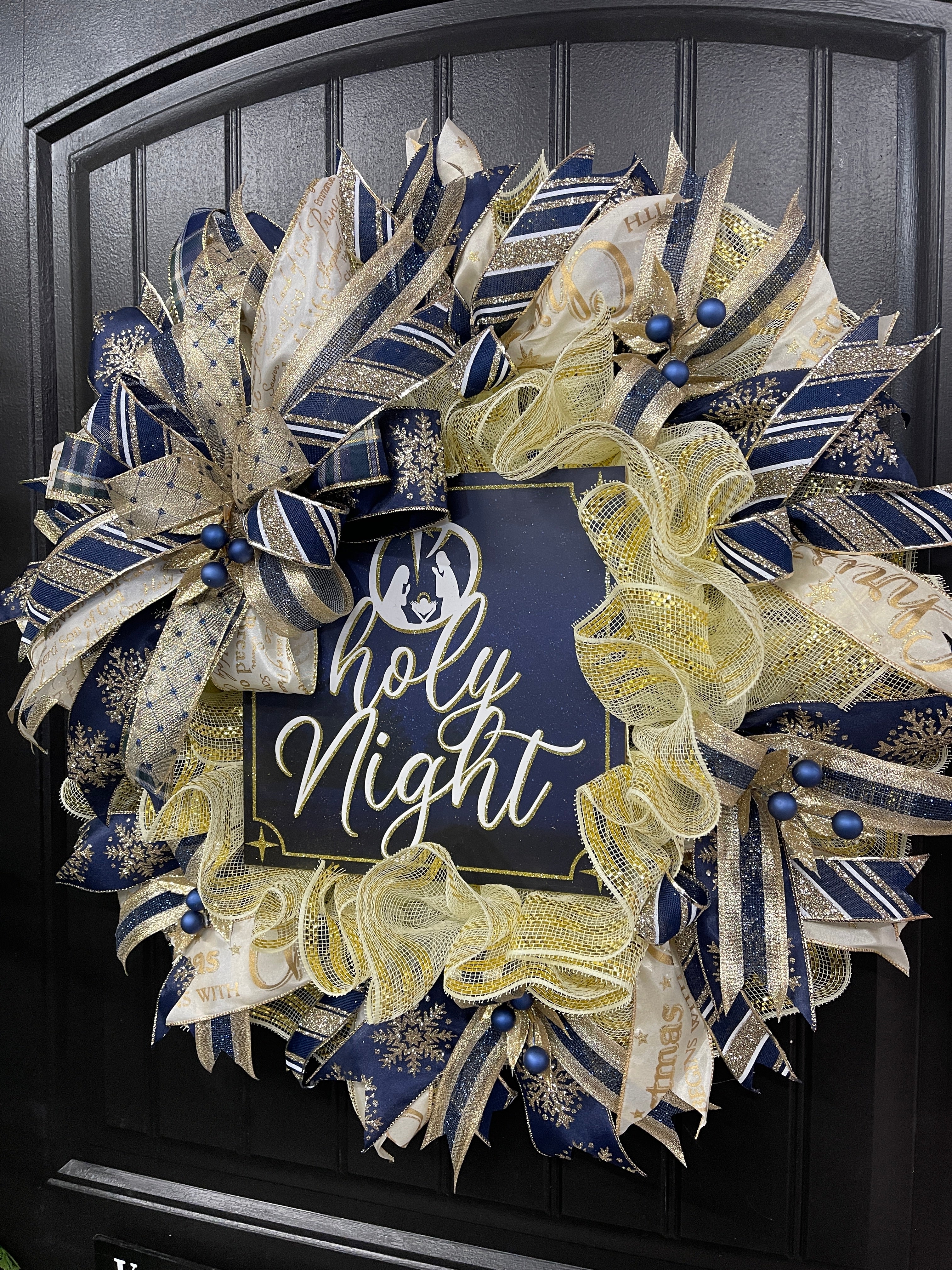 Oh Holy Night Nativity Wreath, Christmas Religious Front Door Decor, KatsCreationsNMore