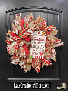 Gingerbread Christmas Cookie Wreath, Seasonal Holiday Baking Front Door Decoration, KatsCreationsNMore