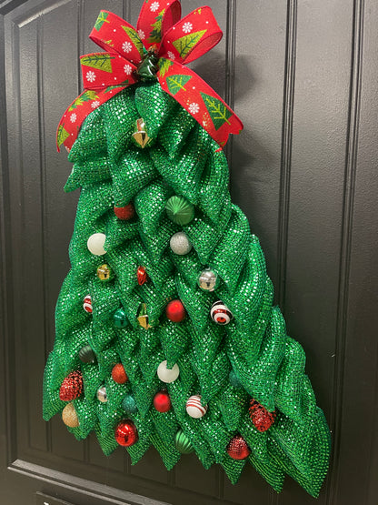 Traditional Christmas Tree Wreath, Holiday Front Door Decor, KatsCreationsNMore