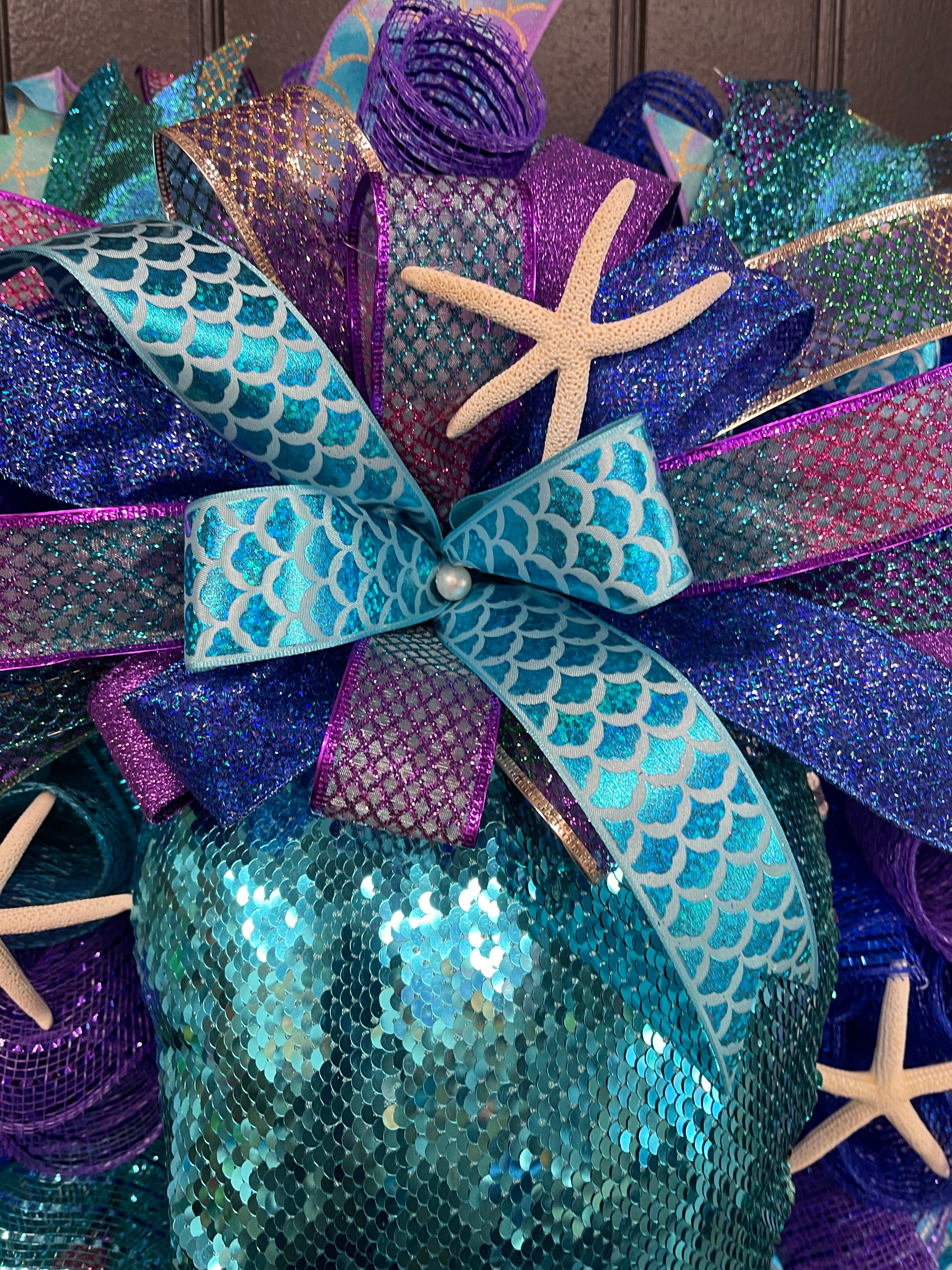 Mermaid Tail Beach Wreath, Coastal Summer Front Door Decor, KatsCreationsNMore