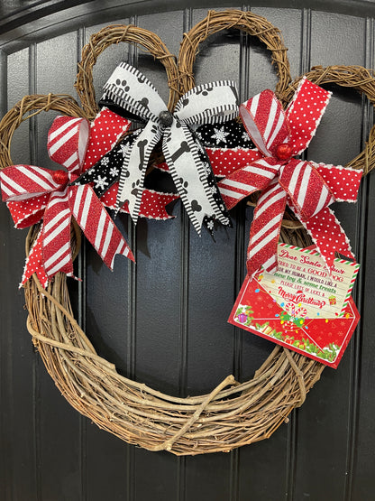 Dog Paw Print Grapevine Christmas Wreath – Pet Lover Holiday Door Decor, Storm Door Friendly | Handmade Gift for Dog Moms, KatsCreationsNMore