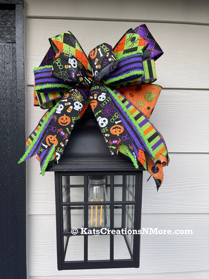 Halloween Bow Set, Mantle Bows, Carriage Light Decor, Fall Outdoor Decor, Stairway Bow Set