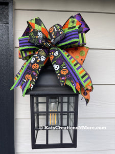 Halloween Bow Set, Mantle Bows, Carriage Light Decor, Fall Outdoor Decor, Stairway Bow Set