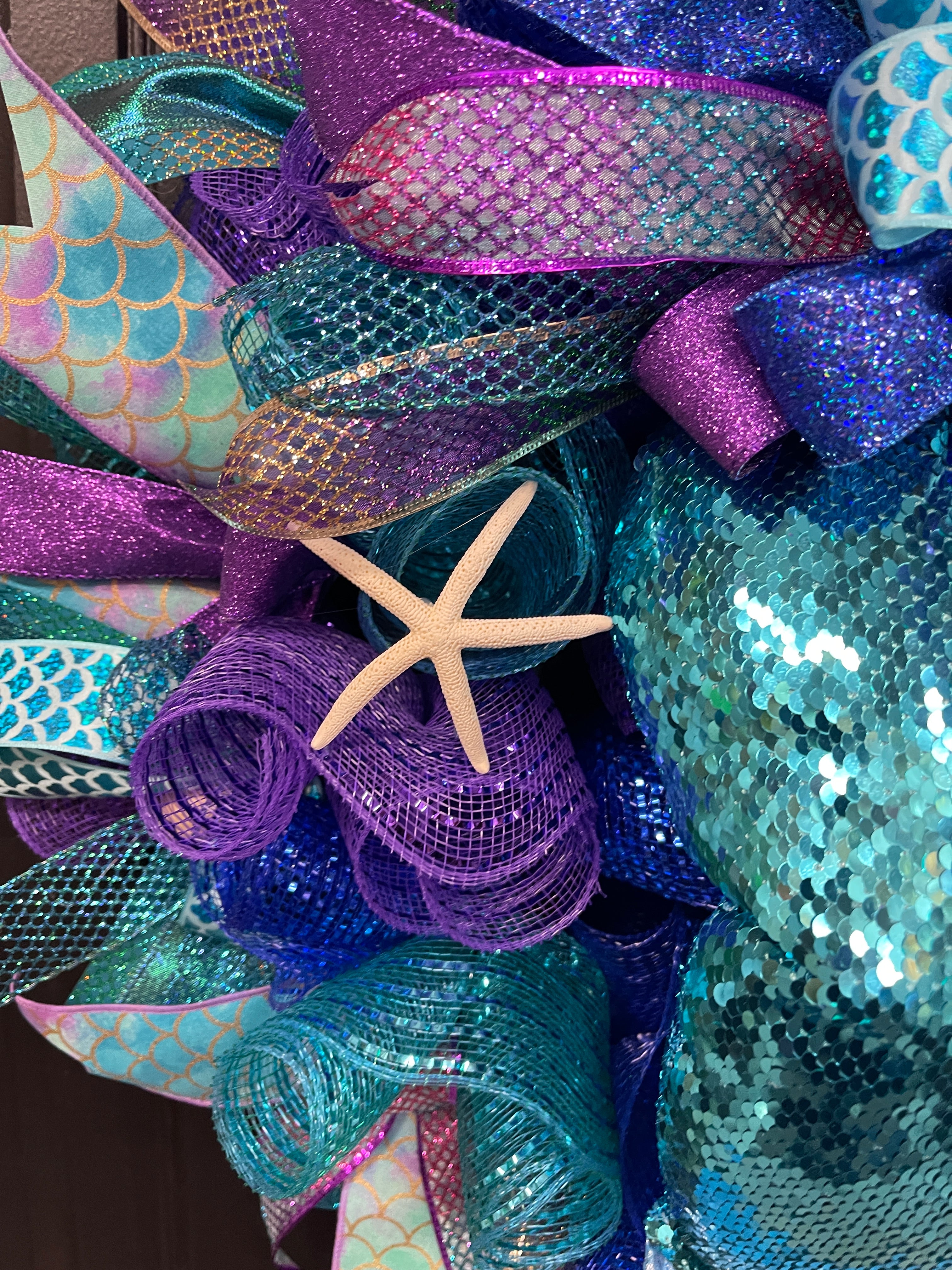 Mermaid Tail Beach Wreath, Coastal Summer Front Door Decor, KatsCreationsNMore