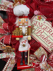 Gingerbread Nutcracker Christmas Bakery Wreath, Holiday Cookies Front Door Decor, KatsCreationsNMore